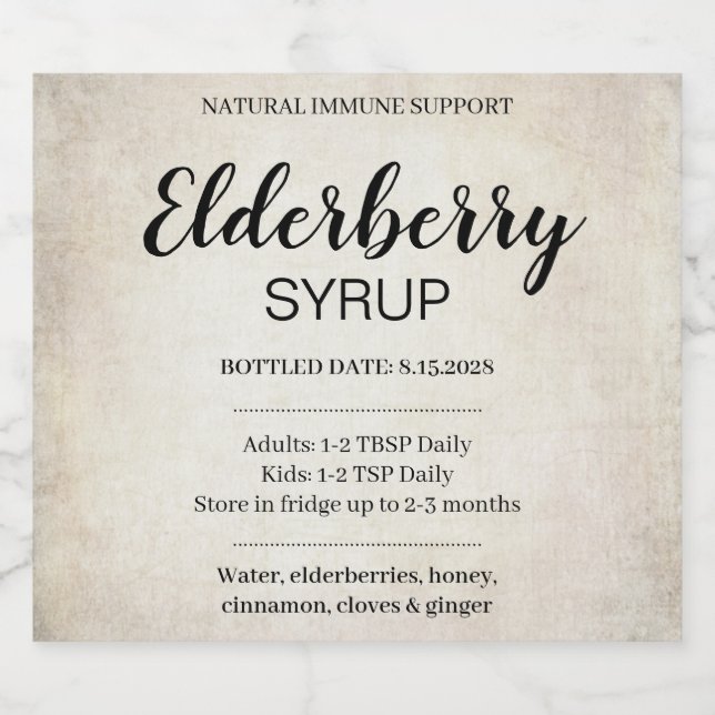 Customizable Elderberry Syrup Label ZEB_03a (Single Label)