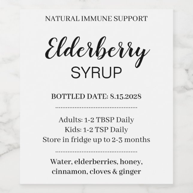 Customizable Elderberry Syrup Label ZEB_03b (Single Label)