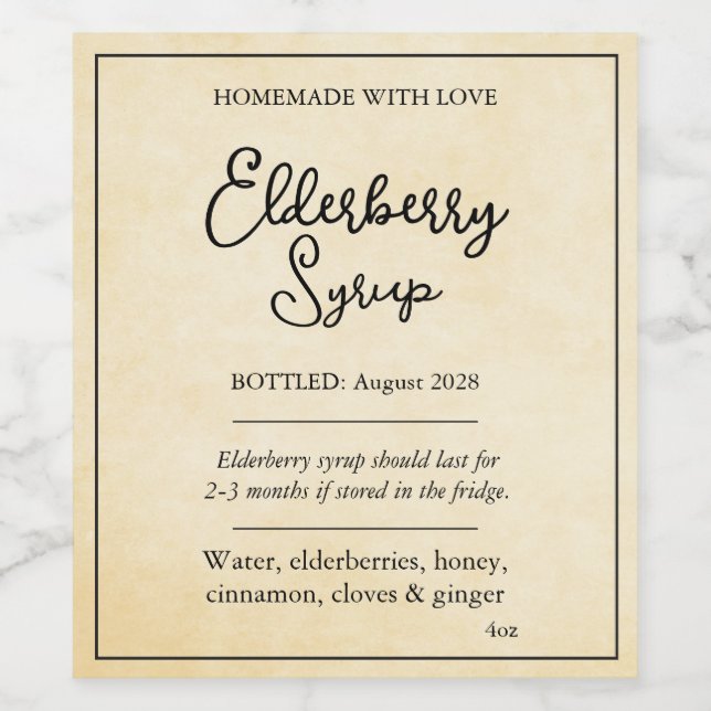 Customizable Elderberry Syrup Label ZEB_05a (Single Label)