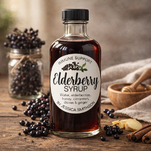 Customizable Elderberry Syrup Round Label ZEB001rd