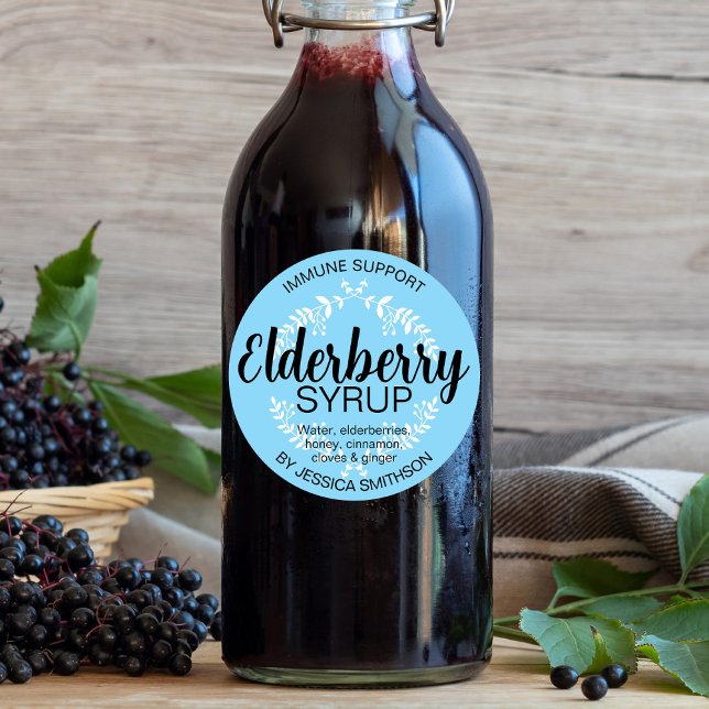 Customizable Elderberry Syrup Round Label ZEB002rd (Creator Uploaded)