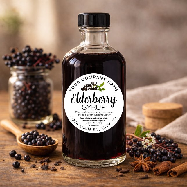 Customizable Elderberry Syrup Round Label ZEB005rd (Creator Uploaded)