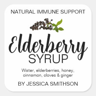 Customizable Elderberry Syrup Square Label EB001sq