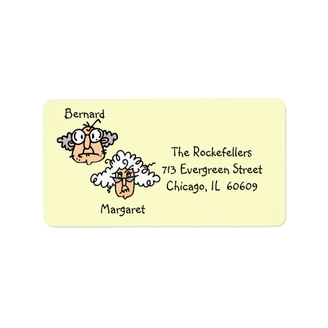 Customizable Elderly Couple Address Labels (Front)