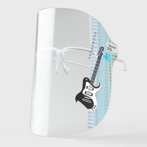 Customizable Electric Guitar Modern Minimal Name Face Shield