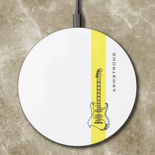   Customizable Electric Guitar Modern Minimal Name Wireless Charger (Creator Uploaded)