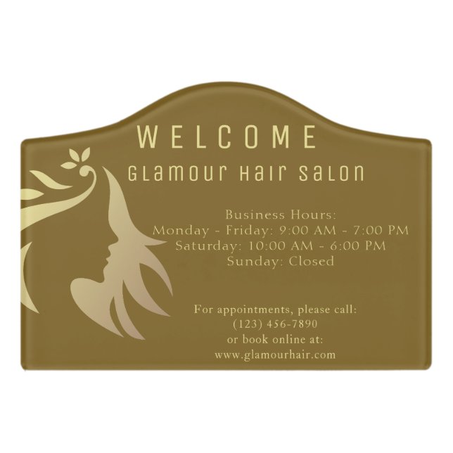 Customizable Elegance Archway Salon Welcome Sign (Small Crest Front)