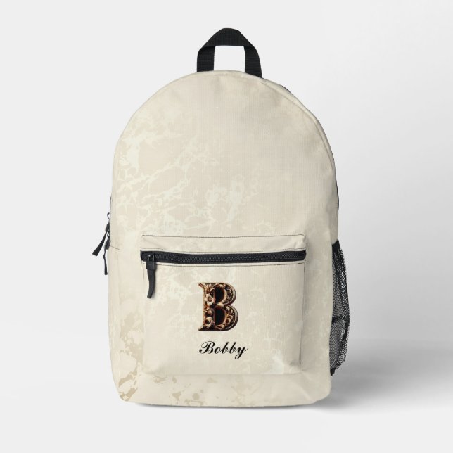 Customizable Elegant Baroque Monogram B Backpack (Front)