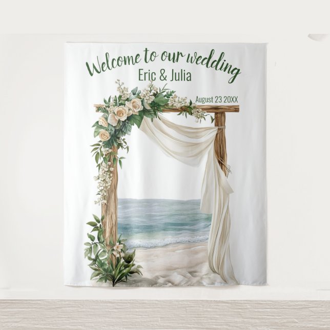Customizable Elegant Beach Wedding Backdrop (Front)