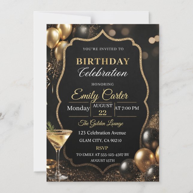 Customizable Elegant Birthday Magnetic Invitation (Front)