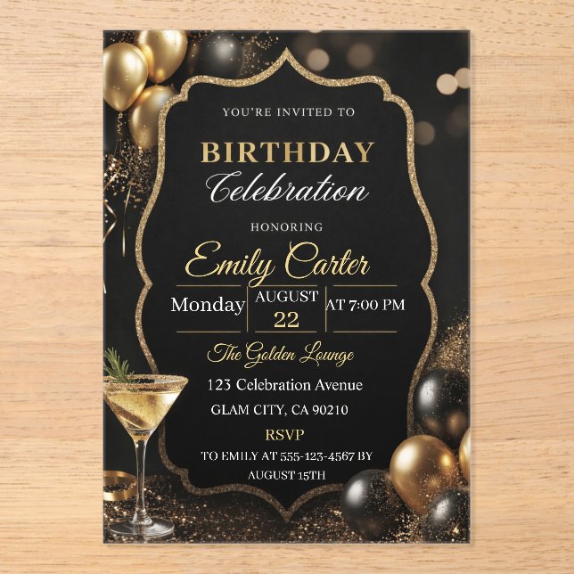 Customizable Elegant Birthday Magnetic Invitation (Front)