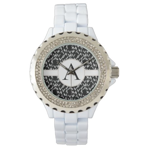Customizable Elegant Black and White Abstract Mono Watch