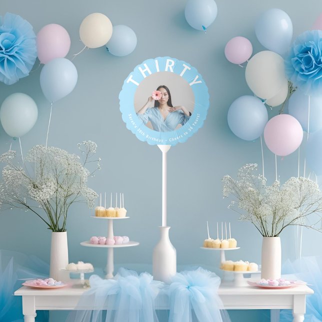 Customizable Elegant Blue 30th Birthday Balloons (Creator Uploaded)