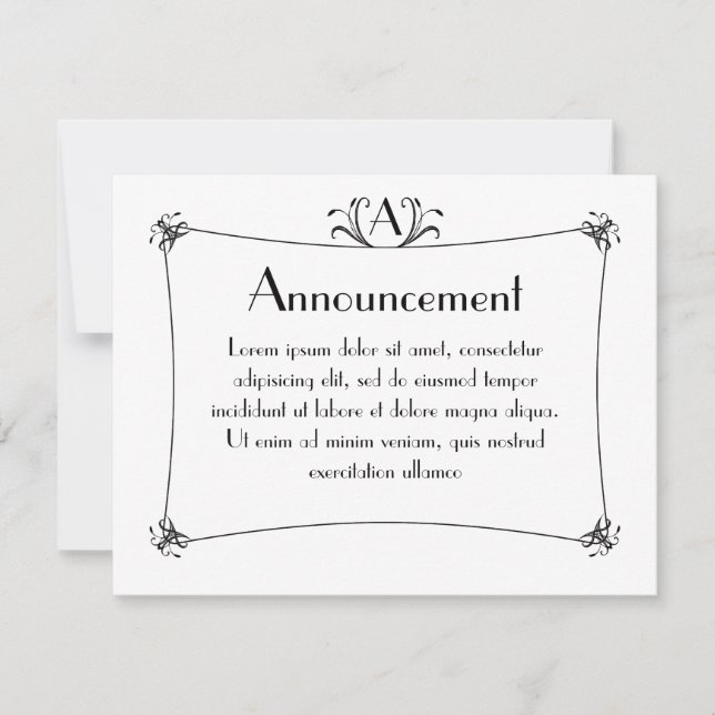 Customizable Elegant Border With Monogram Announcement (Front)