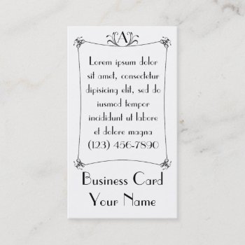 Customizable Elegant Border With Monogram Business Card by opheliasart at Zazzle