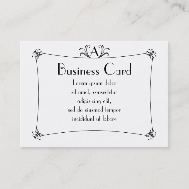 Customizable Elegant Border With Monogram Business Card (Front)