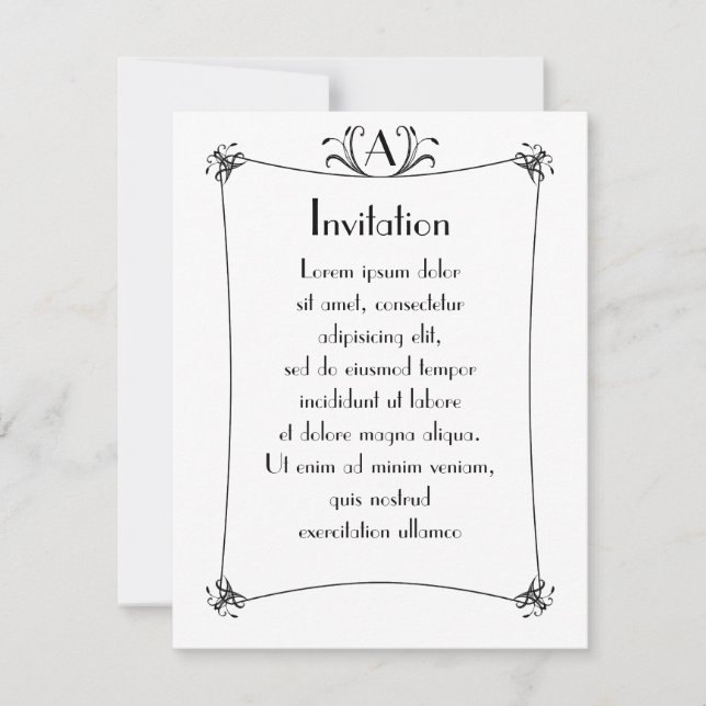 Customizable Elegant Border With Monogram Invitation (Front)