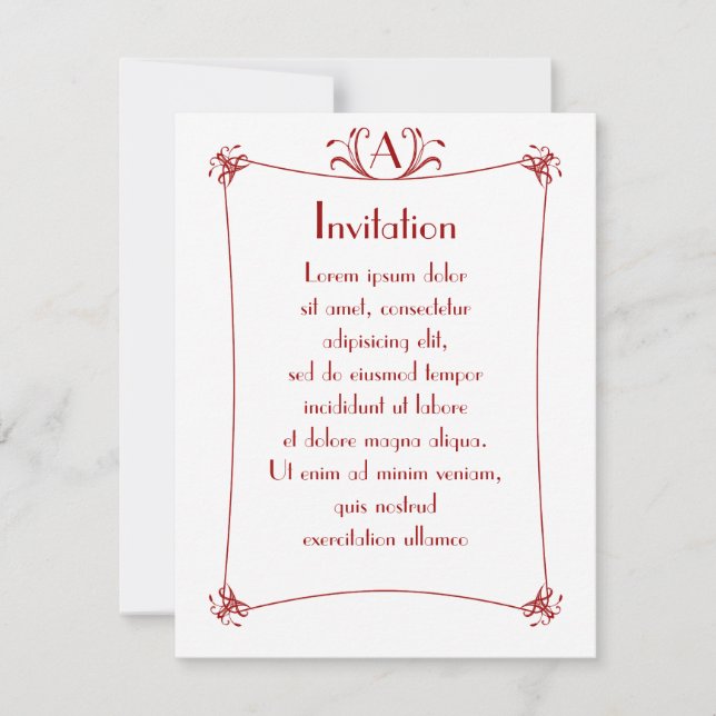 Customizable Elegant Border With Monogram Invitation (Front)