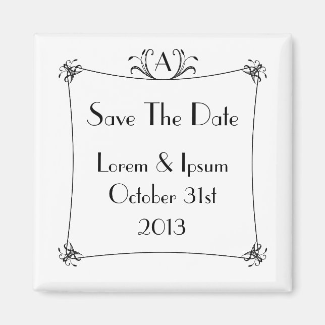 Customizable Elegant Border With Monogram Magnet (Front)