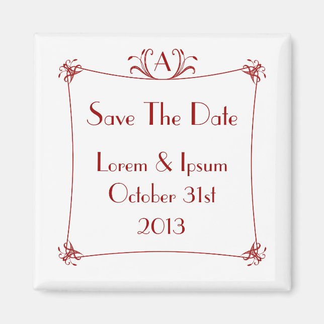 Customizable Elegant Border With Monogram Magnet (Front)