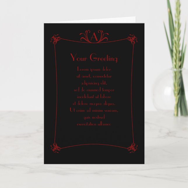 Customizable Elegant Border With Monogram Note Card (Front)