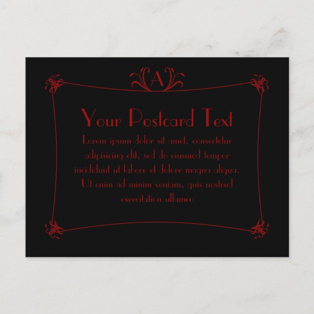 Customizable Elegant Border With Monogram Postcard (Front)