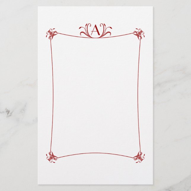 Customizable Elegant Border With Monogram Stationery (Front)