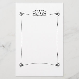 Customizable Elegant Border With Monogram Stationery
