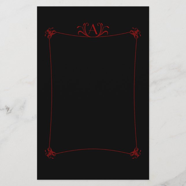 Customizable Elegant Border With Monogram Stationery (Front)