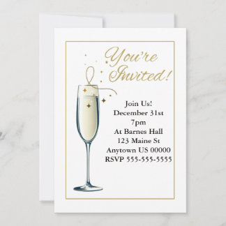 Customizable Elegant Champagne Glass Invitations