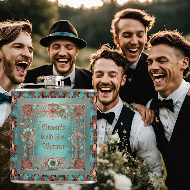 Customizable Elegant Copper Turquoise Frame  Flask (Creator Uploaded)