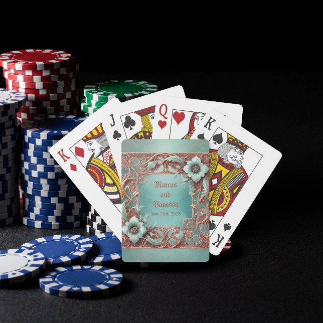 Customizable Elegant Copper Turquoise Frame  Poker Cards (Creator Uploaded)