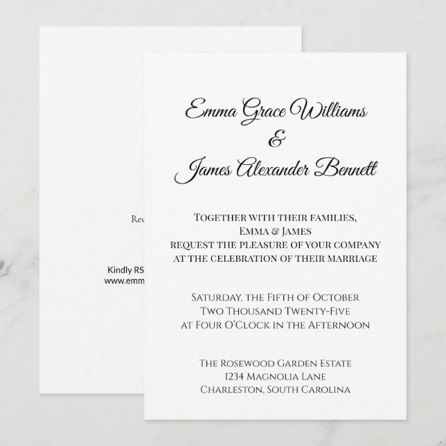 Customizable Elegant Floral Wedding Invitation (Front/Back)