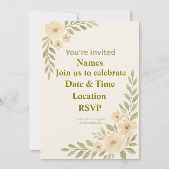 Customizable Elegant Floral Wedding Invitation Tem (Front)