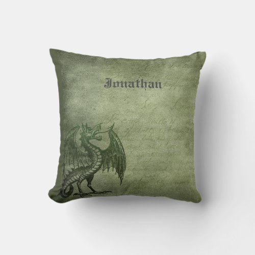 Customizable Elegant Gothic Fantasy Dragon Motif  Throw Pillow