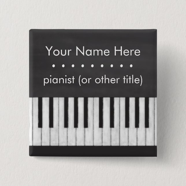 Customizable, Elegant, Modern Chalkboard Keyboard Pinback Button (Front)