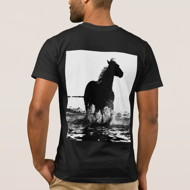 Customizable Elegant Modern Running Horse Pop Art T-Shirt (Back)
