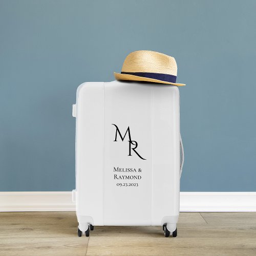 Customizable Elegant Monogram Couples Honeymoon Luggage