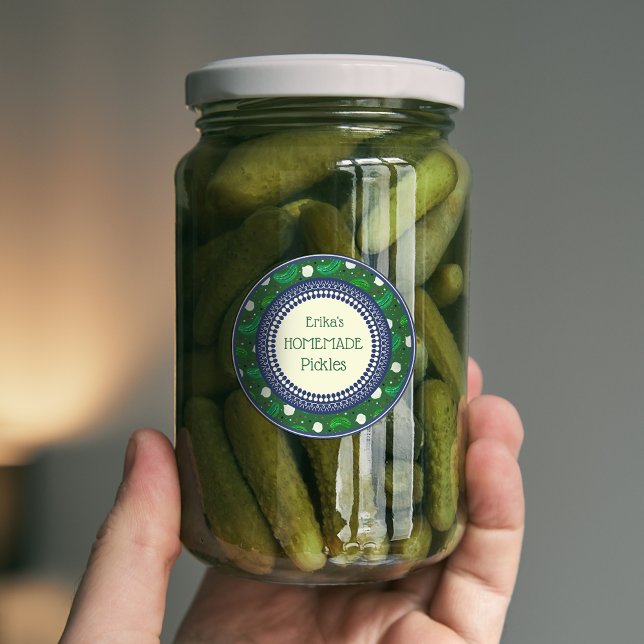 Customizable Elegant Navy Blue Homemade Pickles Labels (Creator Uploaded)