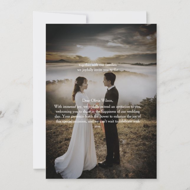 Customizable Elegant Photo Wedding Invitation  (Front)