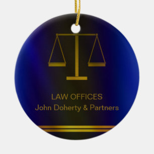 Customizable   Elegant Scales of Justice Ceramic Ornament