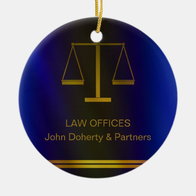 Customizable | Elegant Scales of Justice Ceramic Ornament (Front)