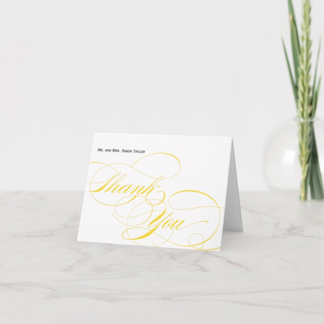 Customizable Elegant Script Thank You Card - Yello (Front)