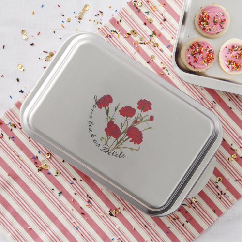 Customizable Elegant Vintage Floral Red Carnation Cake Pan