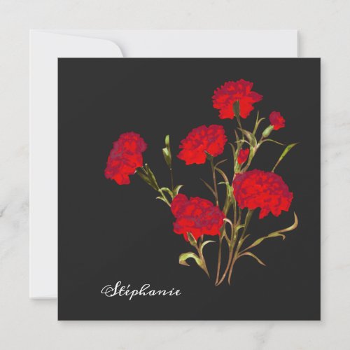 Customizable Elegant Vintage Floral Red Carnation Card