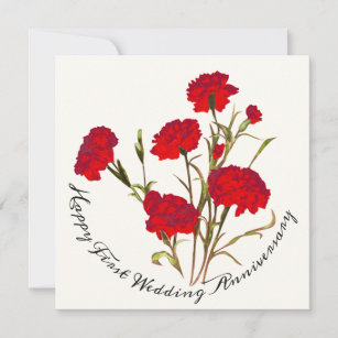 Customizable Elegant Vintage Floral Red Carnation Card