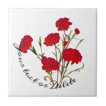 Customizable Elegant Vintage Floral Red Carnation