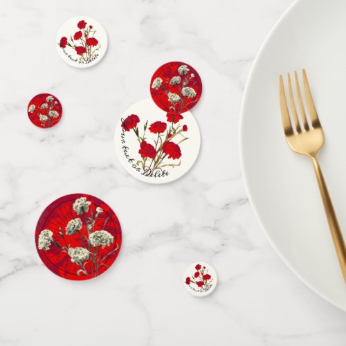 Customizable Elegant Vintage Floral Red Carnation Confetti