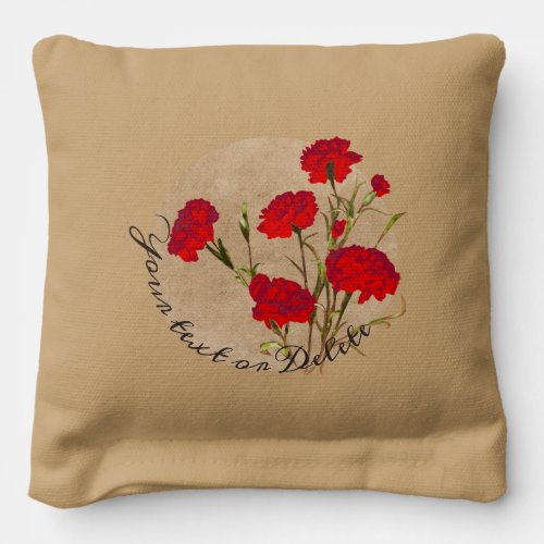  Customizable Elegant Vintage Floral Red Carnation Cornhole Bags