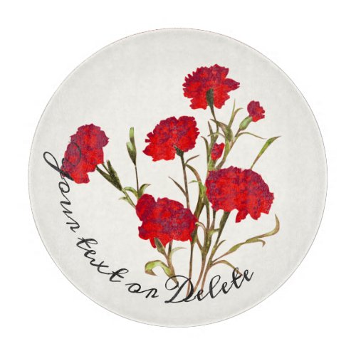 Customizable Elegant Vintage Floral Red Carnation Cutting Board